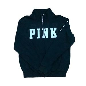 Pink Victoria’s Secret | Size S Black and White Cinched Logo Pocketed Sweatshirt